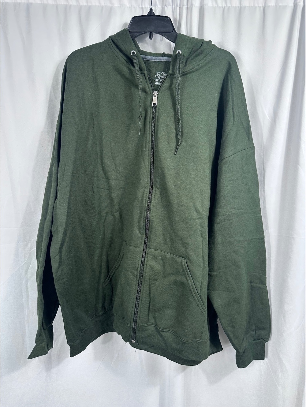 Fruit of the Loom Men's 3XL Olive Green Full Zip Hoodie